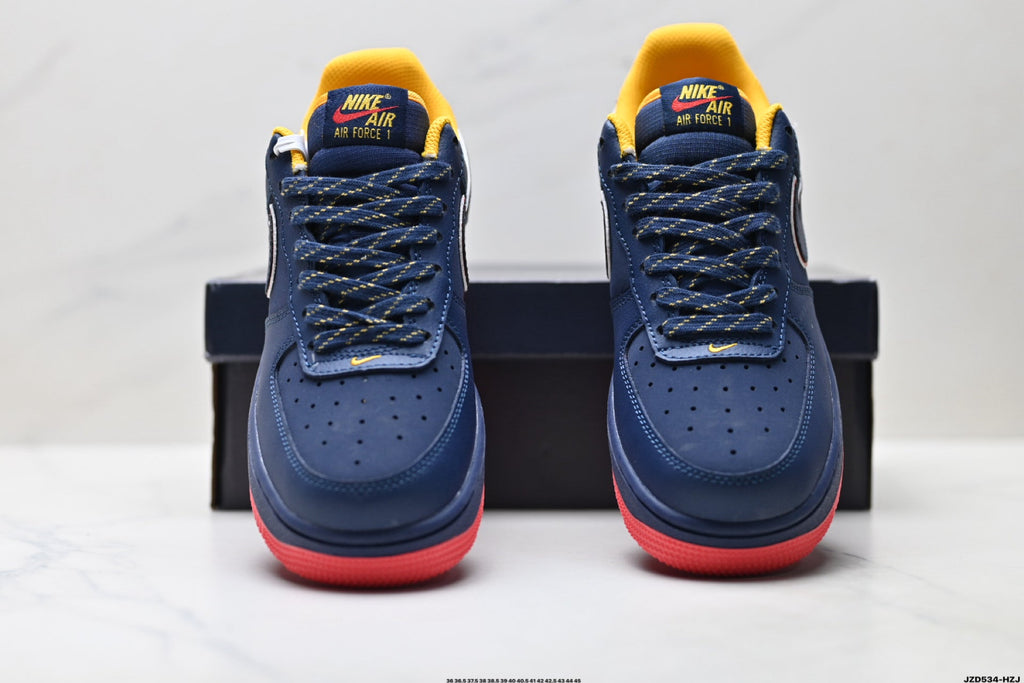 Nike Air Force 1 Low Navy Orange Red Unisex Sneakers Style 21 detail view 8