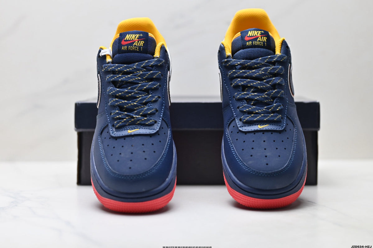 Nike Air Force 1 Low Navy Orange Red Unisex Sneakers Style 21 detail view 8