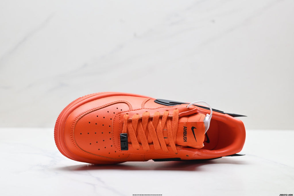 Nike Air Force 1 Low Orange Black Unisex Sneakers Style 13 detail view 3