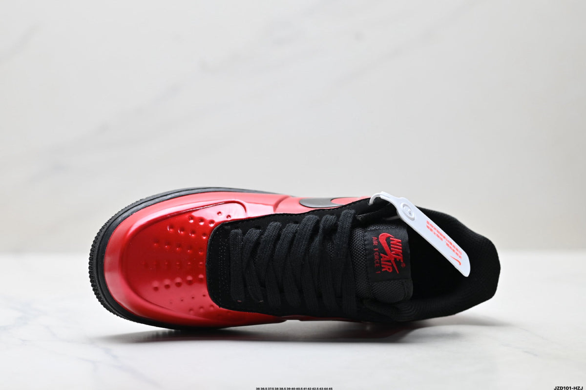 Nike Air Force 1 Low Red Black Unisex Sneakers Style 20 detail view 3