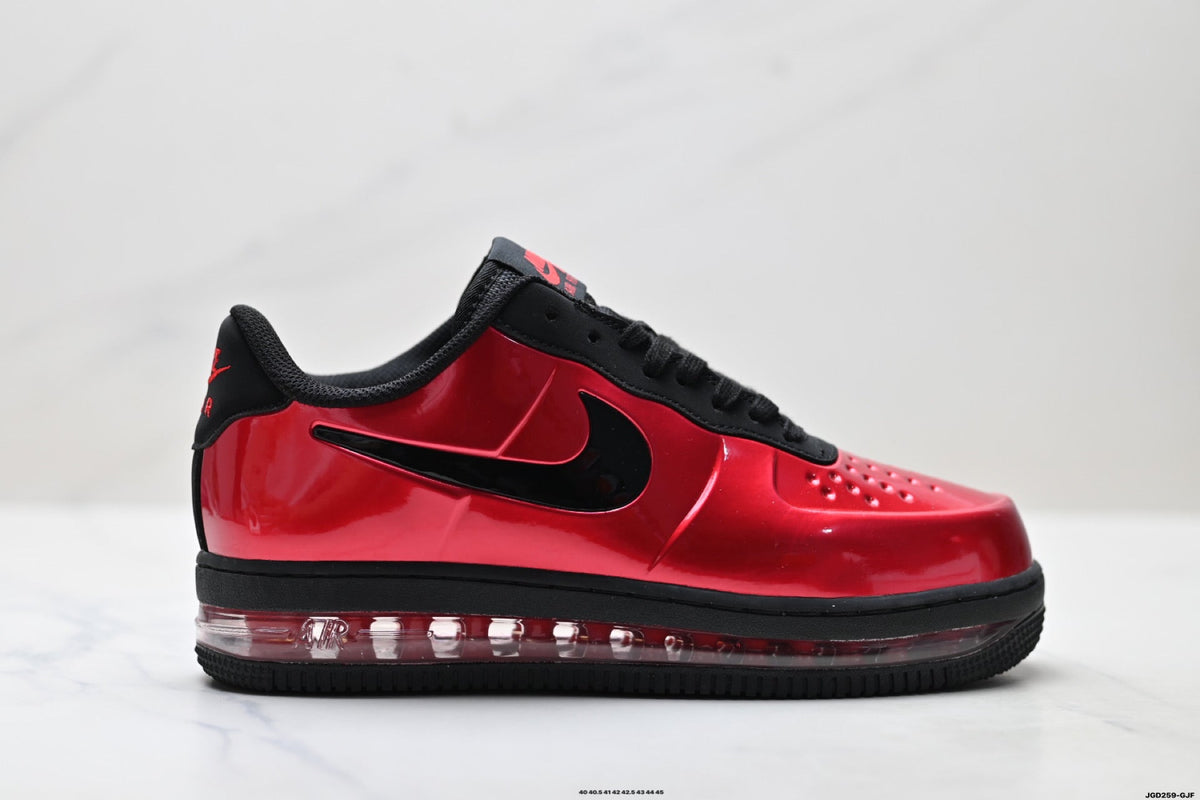 Nike Air Force 1 Low Red Black Unisex Sneakers Style 03 detail view 2