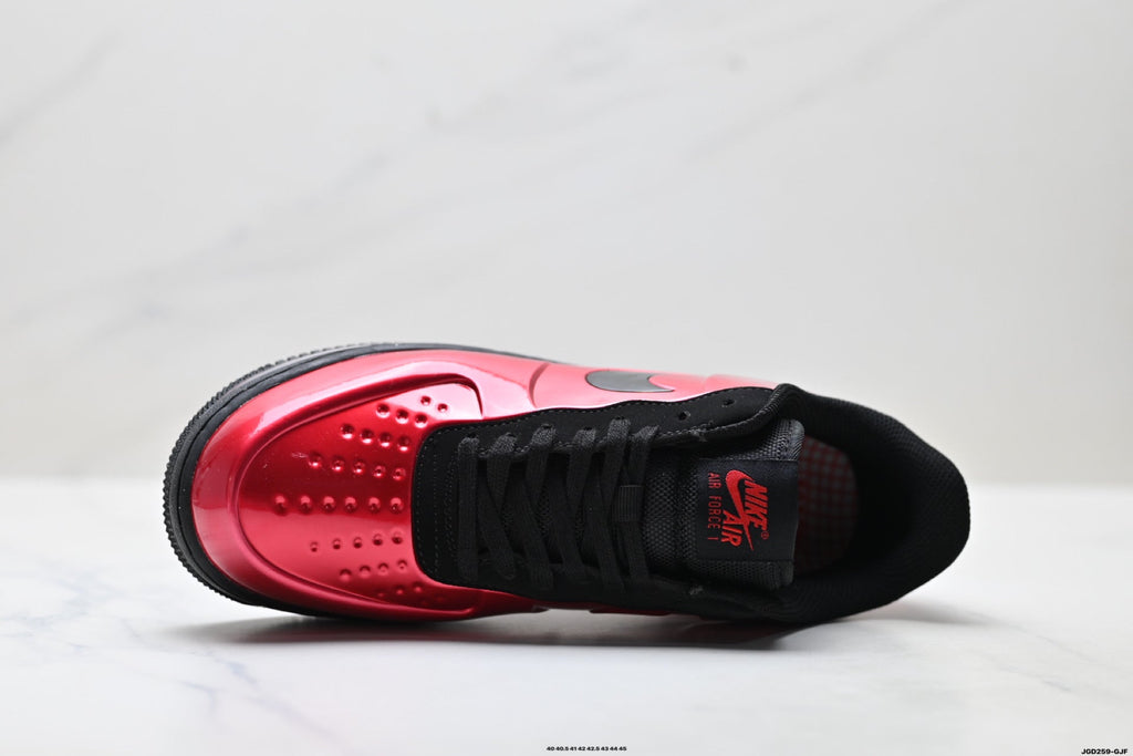 Nike Air Force 1 Low Red Black Unisex Sneakers Style 03 detail view 3