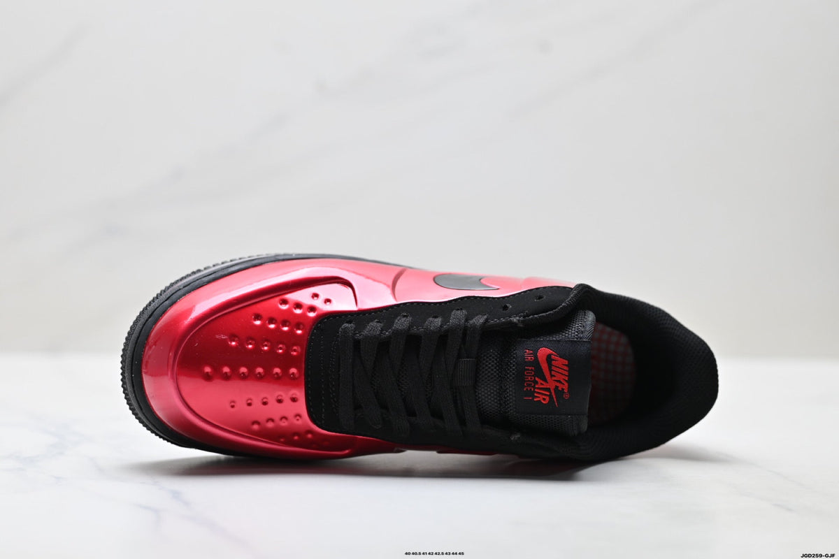 Nike Air Force 1 Low Red Black Unisex Sneakers Style 03 detail view 3