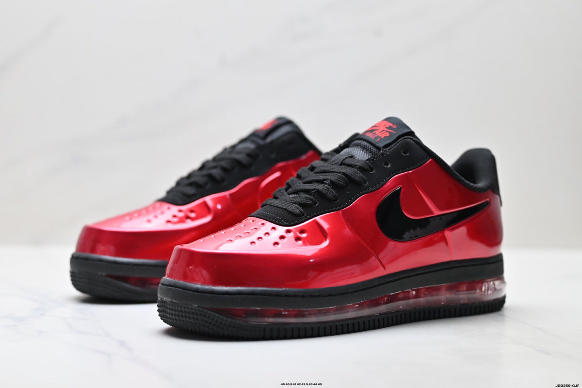 Nike Air Force 1 Low Red Black Unisex Sneakers Style 03 detail view 5