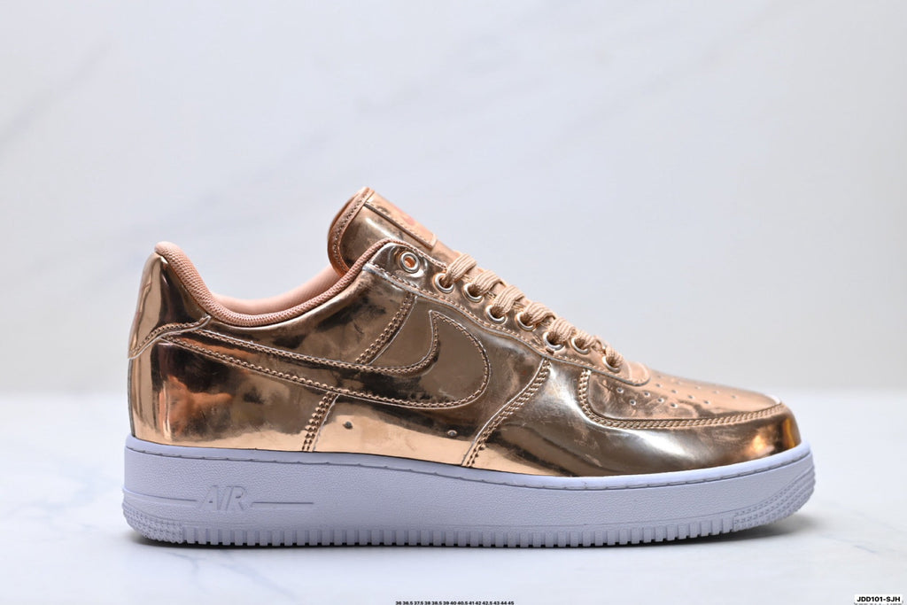 Nike Air Force 1 Low Rose Gold Metallic Unisex Sneakers Style 17 detail view 2