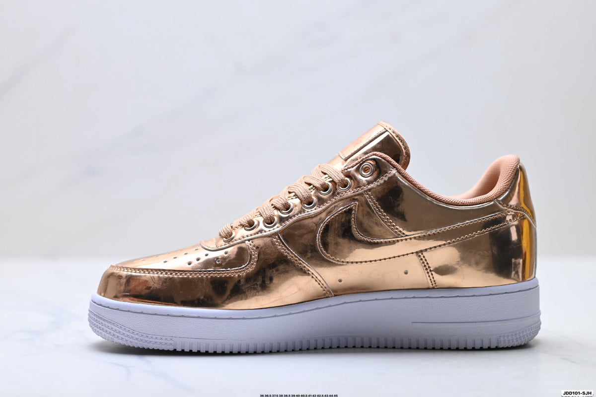 Nike Air Force 1 Low Rose Gold Metallic Unisex Sneakers Style 17 detail view 4