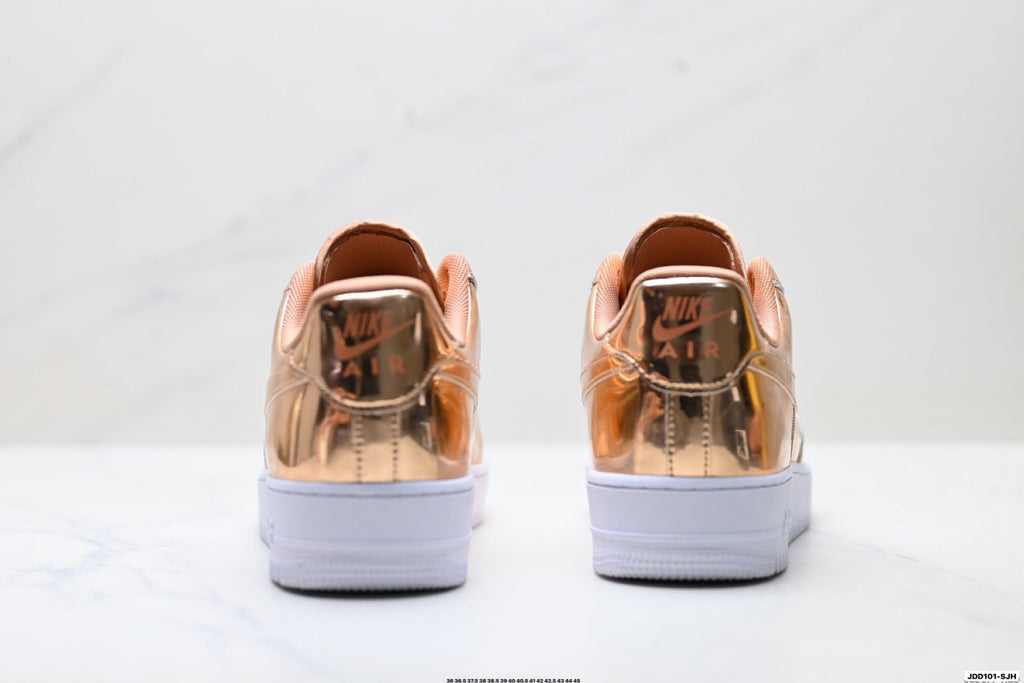 Nike Air Force 1 Low Rose Gold Metallic Unisex Sneakers Style 17 detail view 7