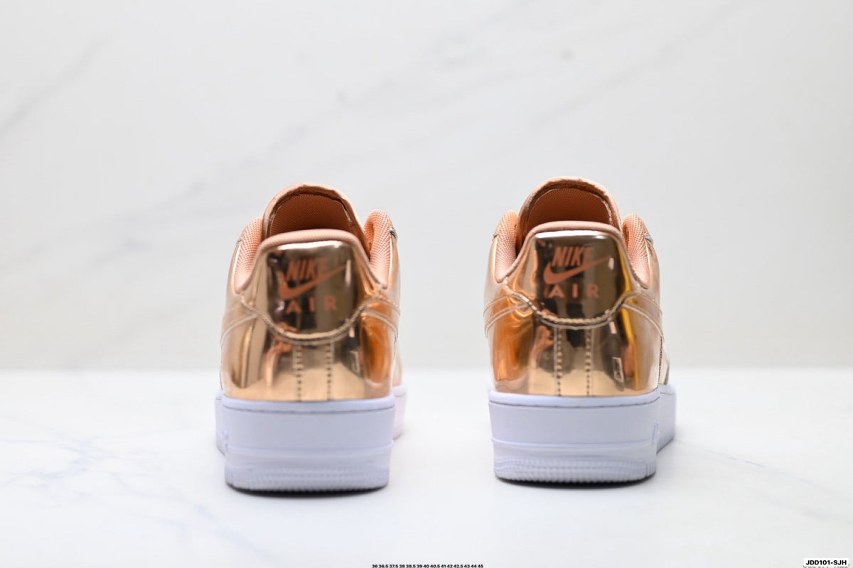 Nike Air Force 1 Low Rose Gold Metallic Unisex Sneakers Style 17 detail view 7
