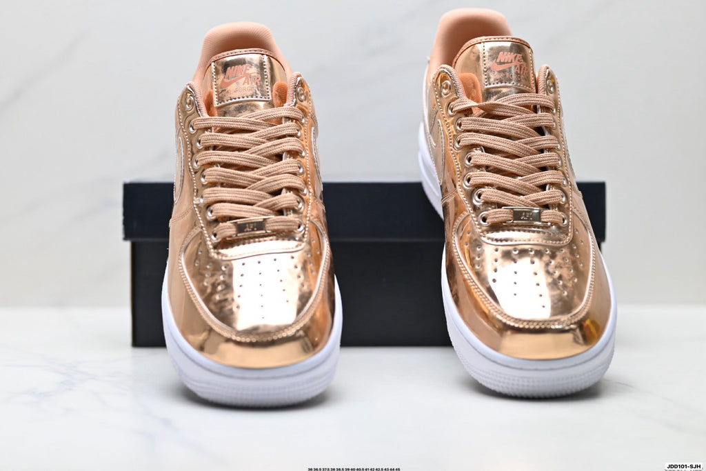 Nike Air Force 1 Low Rose Gold Metallic Unisex Sneakers Style 17 detail view 8