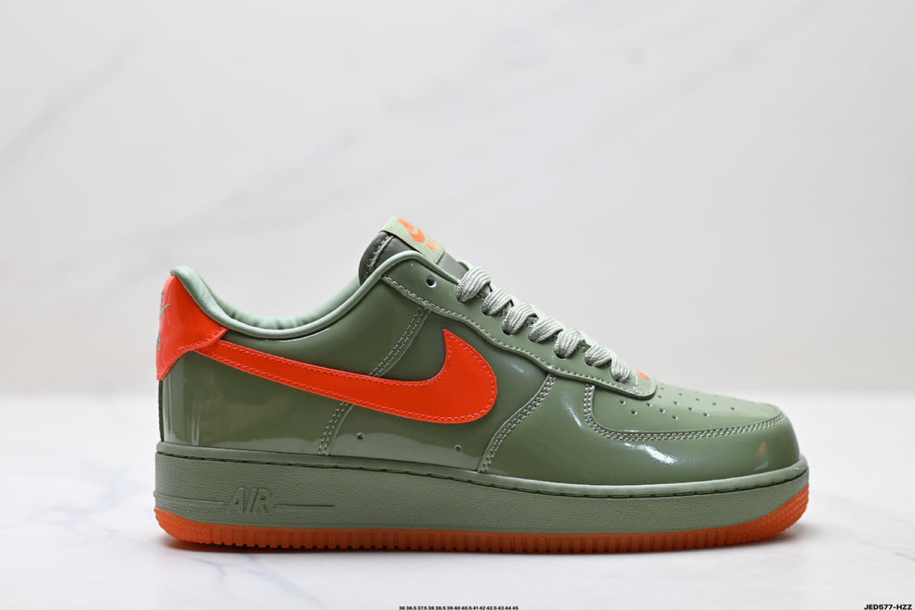 Nike Air Force 1 Low Sage Green Orange Unisex Sneakers Style 23 detail view 2