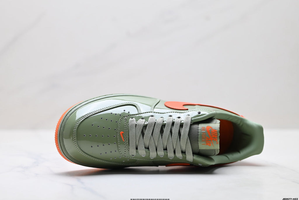Nike Air Force 1 Low Sage Green Orange Unisex Sneakers Style 23 detail view 3