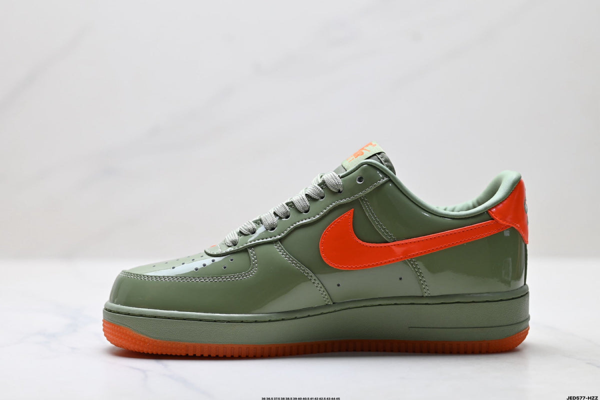 Nike Air Force 1 Low Sage Green Orange Unisex Sneakers Style 23 detail view 4