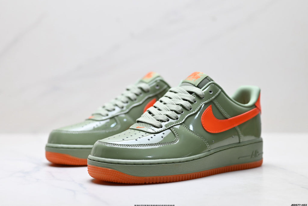 Nike Air Force 1 Low Sage Green Orange Unisex Sneakers Style 23 detail view 5