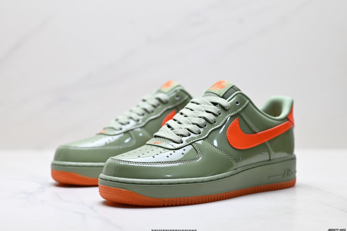 Nike Air Force 1 Low Sage Green Orange Unisex Sneakers Style 23 detail view 5