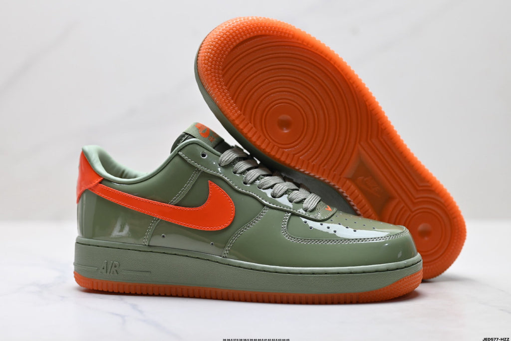 Nike Air Force 1 Low Sage Green Orange Unisex Sneakers Style 23 detail view 6