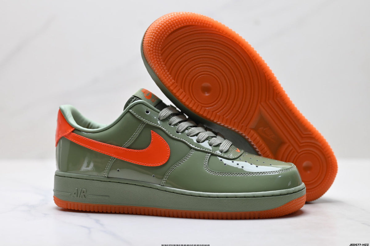 Nike Air Force 1 Low Sage Green Orange Unisex Sneakers Style 23 detail view 6