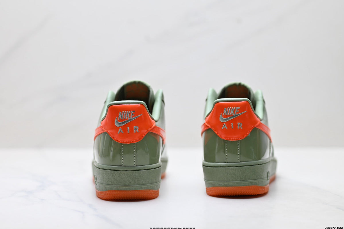 Nike Air Force 1 Low Sage Green Orange Unisex Sneakers Style 23 detail view 7