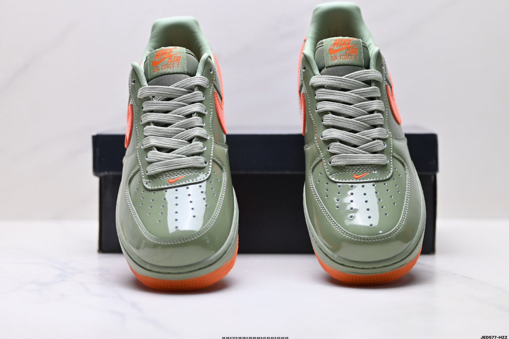 Nike Air Force 1 Low Sage Green Orange Unisex Sneakers Style 23 detail view 8
