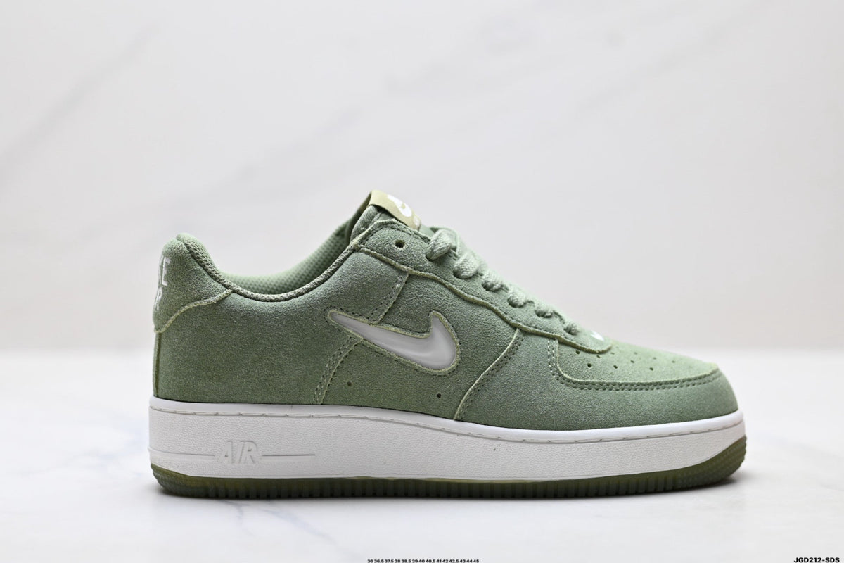 Nike Air Force 1 Low Sage Green Suede Look Unisex Sneakers Style 08 detail view 2