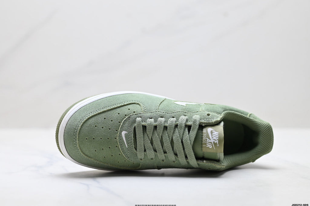 Nike Air Force 1 Low Sage Green Suede Look Unisex Sneakers Style 08 detail view 3