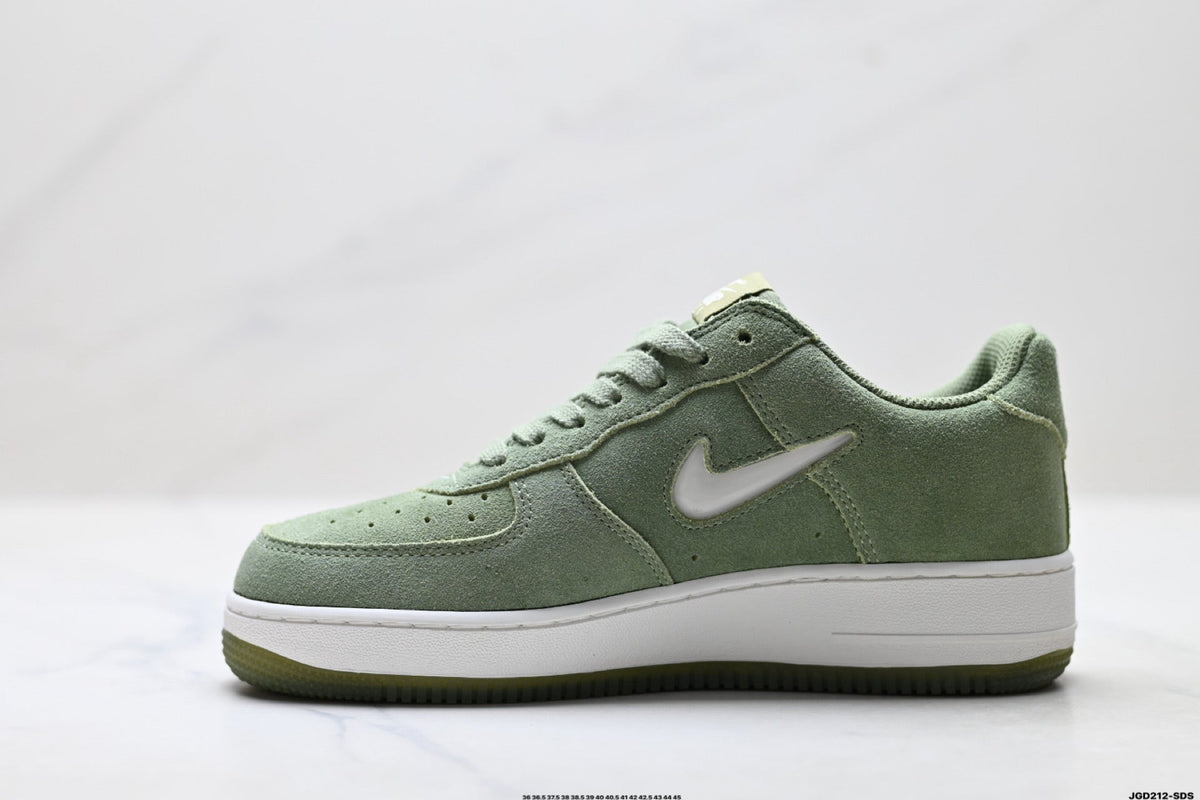 Nike Air Force 1 Low Sage Green Suede Look Unisex Sneakers Style 08 detail view 4