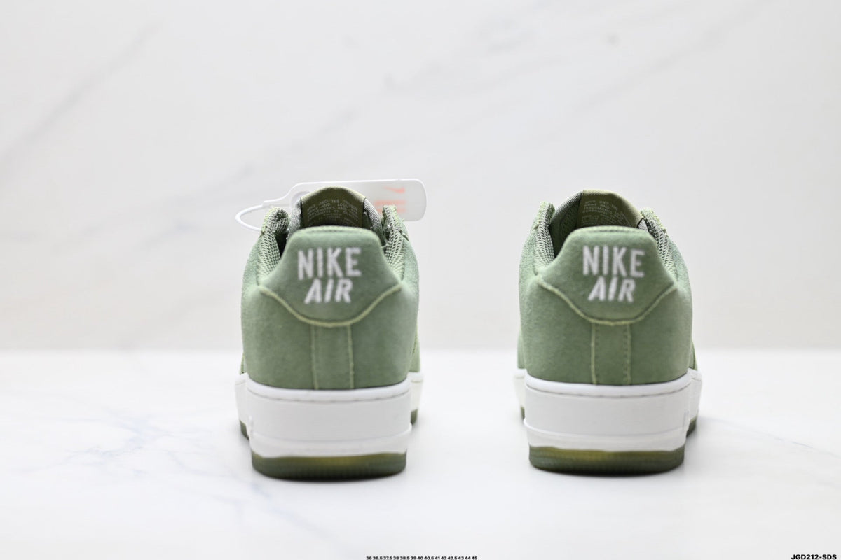 Nike Air Force 1 Low Sage Green Suede Look Unisex Sneakers Style 08 detail view 7