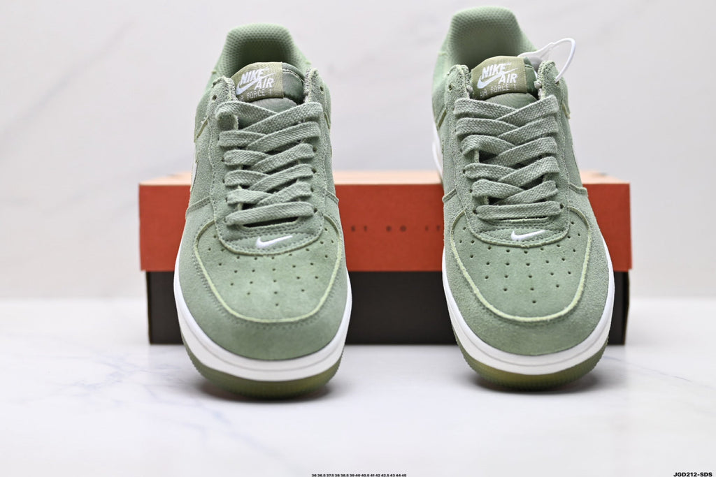 Nike Air Force 1 Low Sage Green Suede Look Unisex Sneakers Style 08 detail view 8