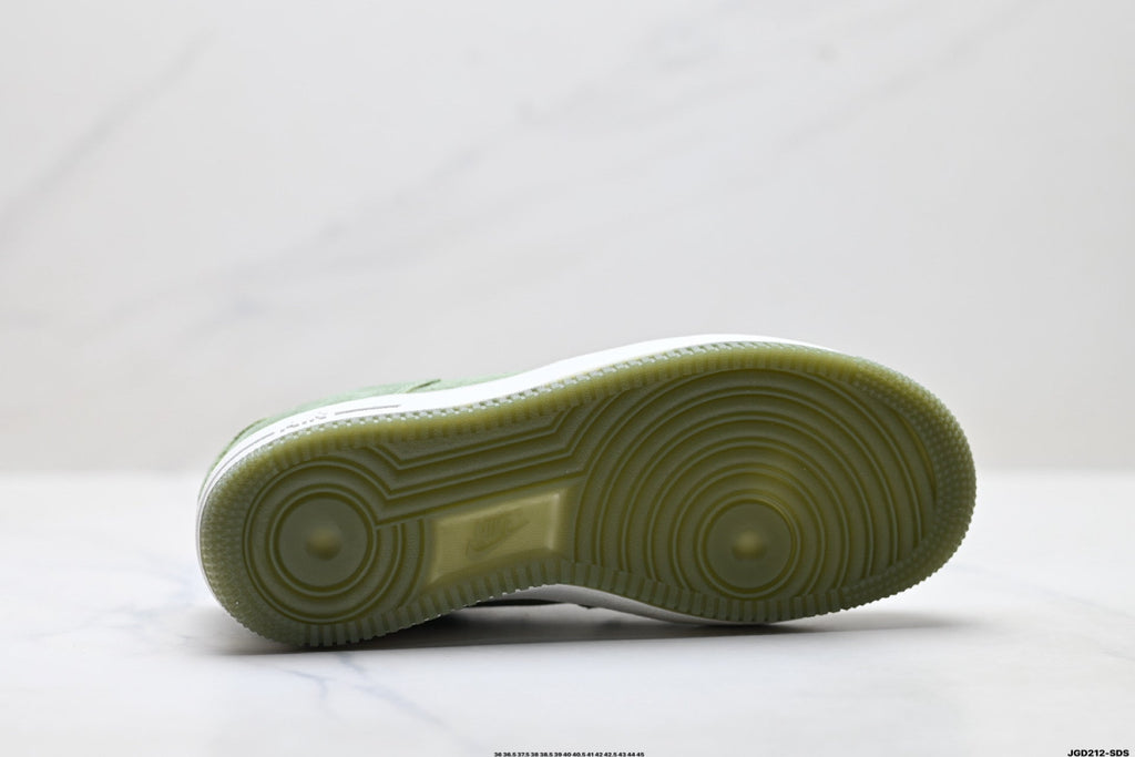 Nike Air Force 1 Low Sage Green Suede Look Unisex Sneakers Style 08 detail view 9