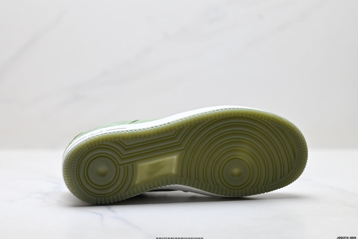 Nike Air Force 1 Low Sage Green Suede Look Unisex Sneakers Style 08 detail view 9