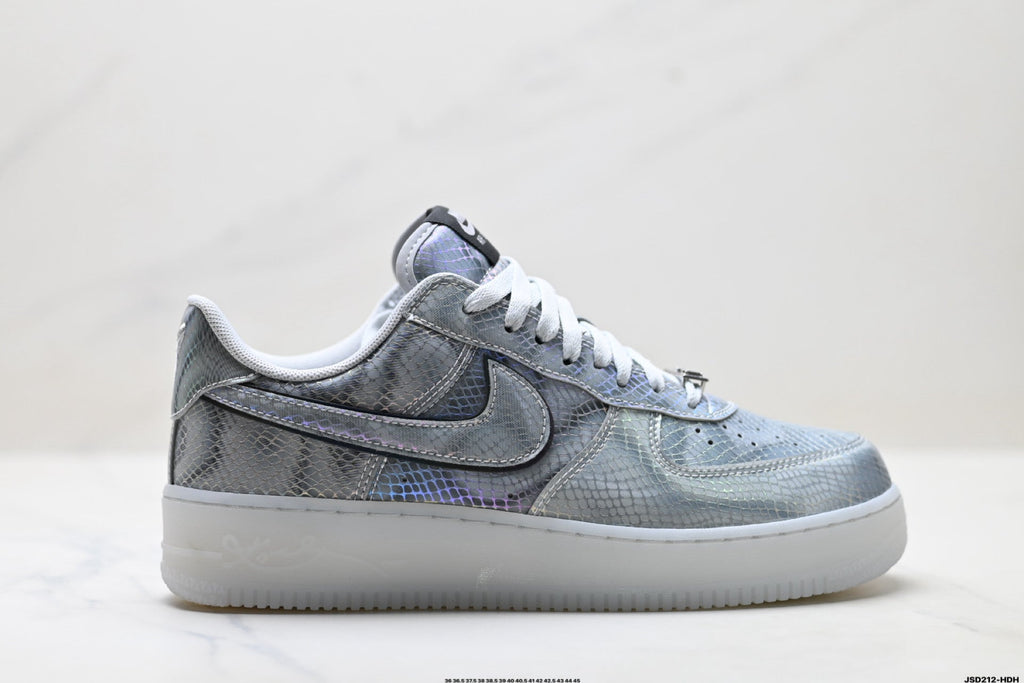 Nike Air Force 1 Low Silver Gray White Unisex Sneakers Style 15 detail view 2