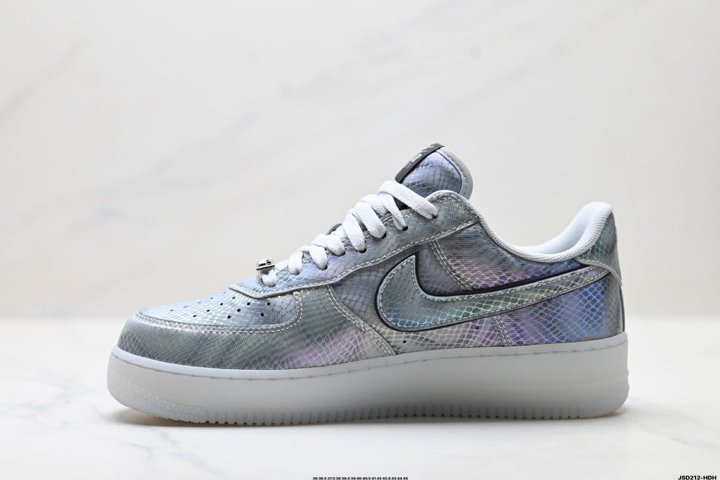 Nike Air Force 1 Low Silver Gray White Unisex Sneakers Style 15 detail view 4