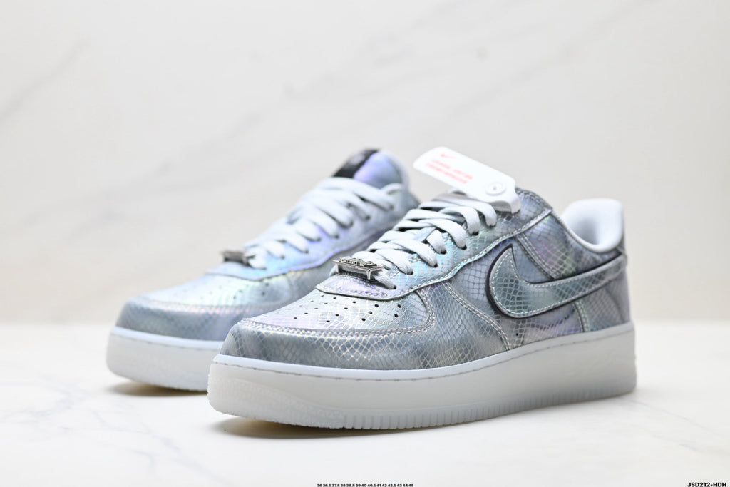 Nike Air Force 1 Low Silver Gray White Unisex Sneakers Style 15 detail view 5