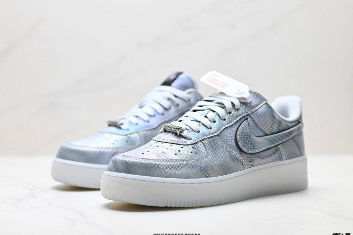 Nike Air Force 1 Low Silver Gray White Unisex Sneakers Style 15 detail view 5