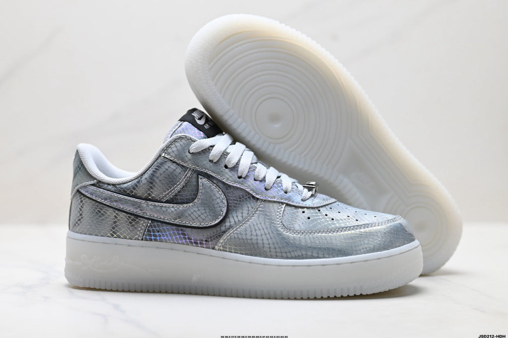 Nike Air Force 1 Low Silver Gray White Unisex Sneakers Style 15 detail view 6