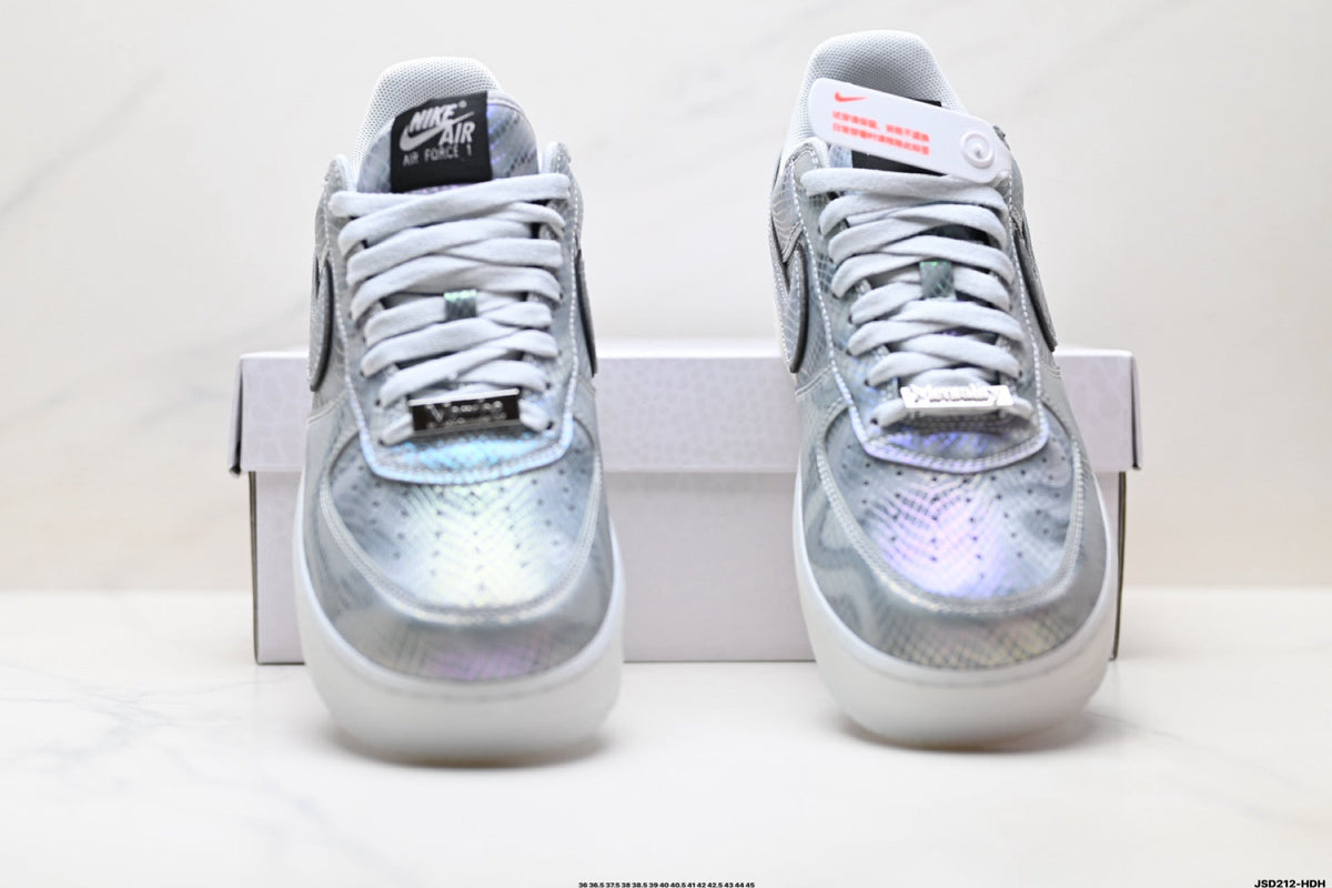 Nike Air Force 1 Low Silver Gray White Unisex Sneakers Style 15 detail view 8