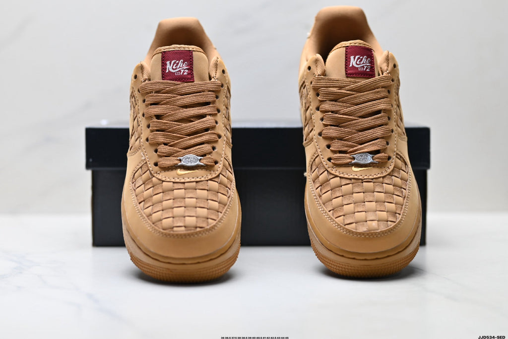 Nike Air Force 1 Low Tan Woven Unisex Sneakers Style 04 detail view 8
