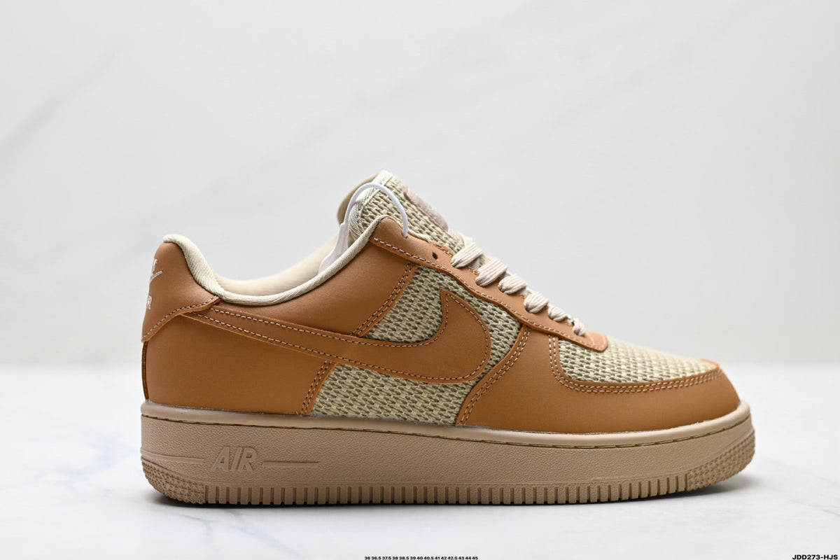 Nike Air Force 1 Low Tan Woven Unisex Sneakers Style 18 detail view 2