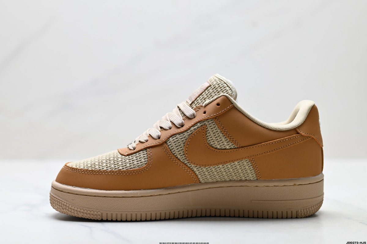 Nike Air Force 1 Low Tan Woven Unisex Sneakers Style 18 detail view 4