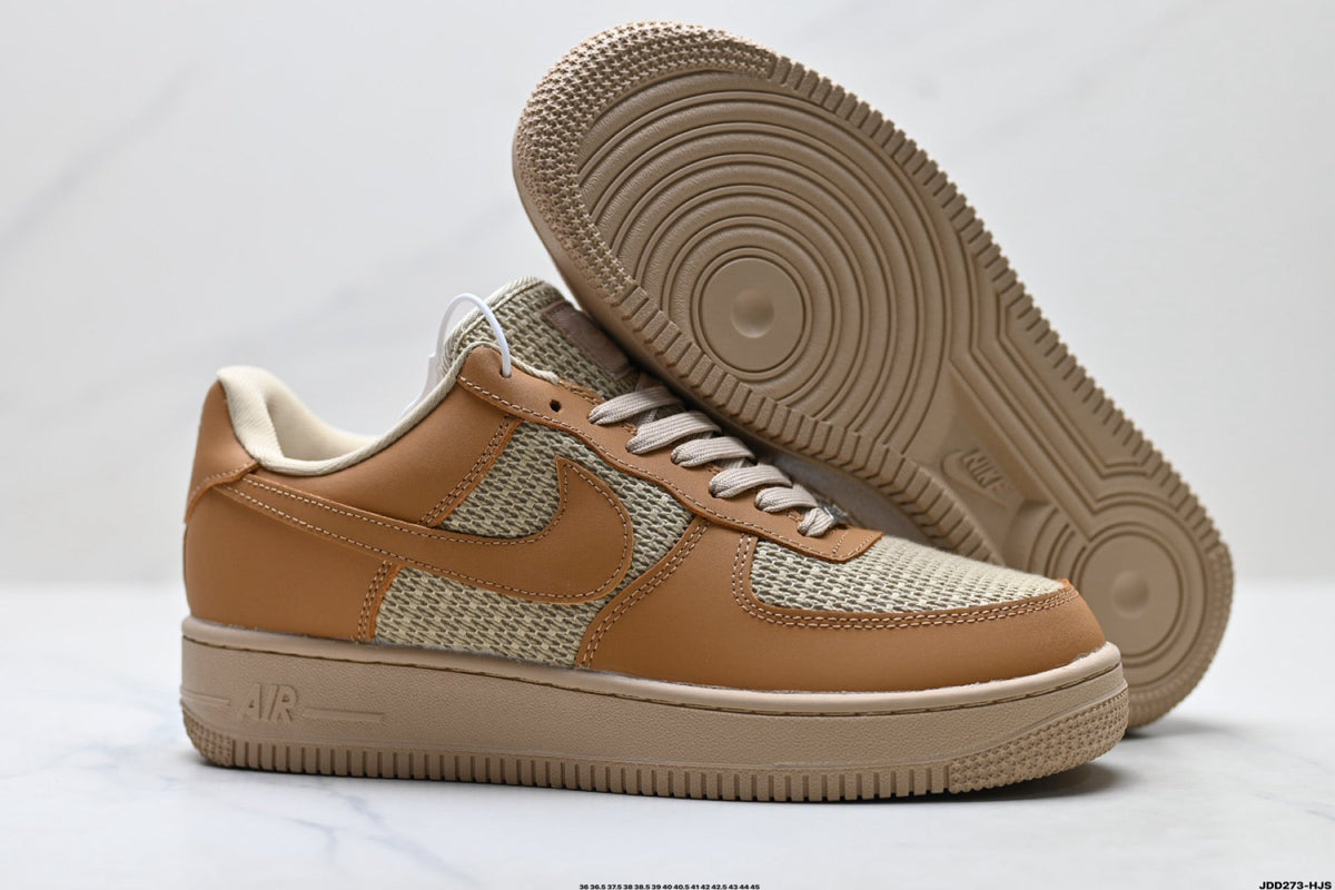 Nike Air Force 1 Low Tan Woven Unisex Sneakers Style 18 detail view 6
