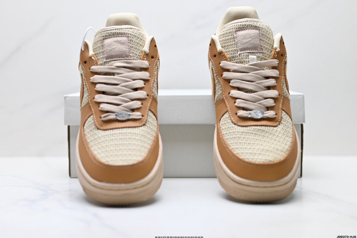Nike Air Force 1 Low Tan Woven Unisex Sneakers Style 18 detail view 8