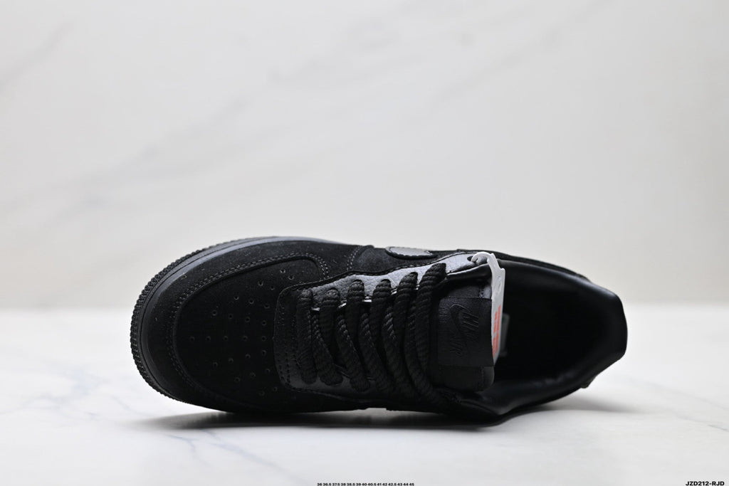 Nike Air Force 1 Low Triple Black Unisex Sneakers Style 15 detail view 3