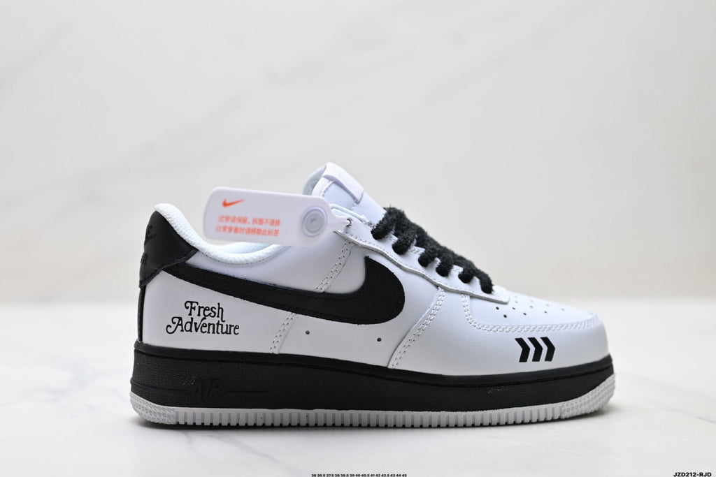 Nike Air Force 1 Low White Black Graphic Unisex Sneakers Style 17 detail view 2