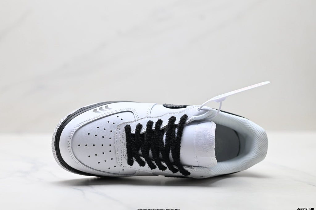 Nike Air Force 1 Low White Black Graphic Unisex Sneakers Style 17 detail view 3