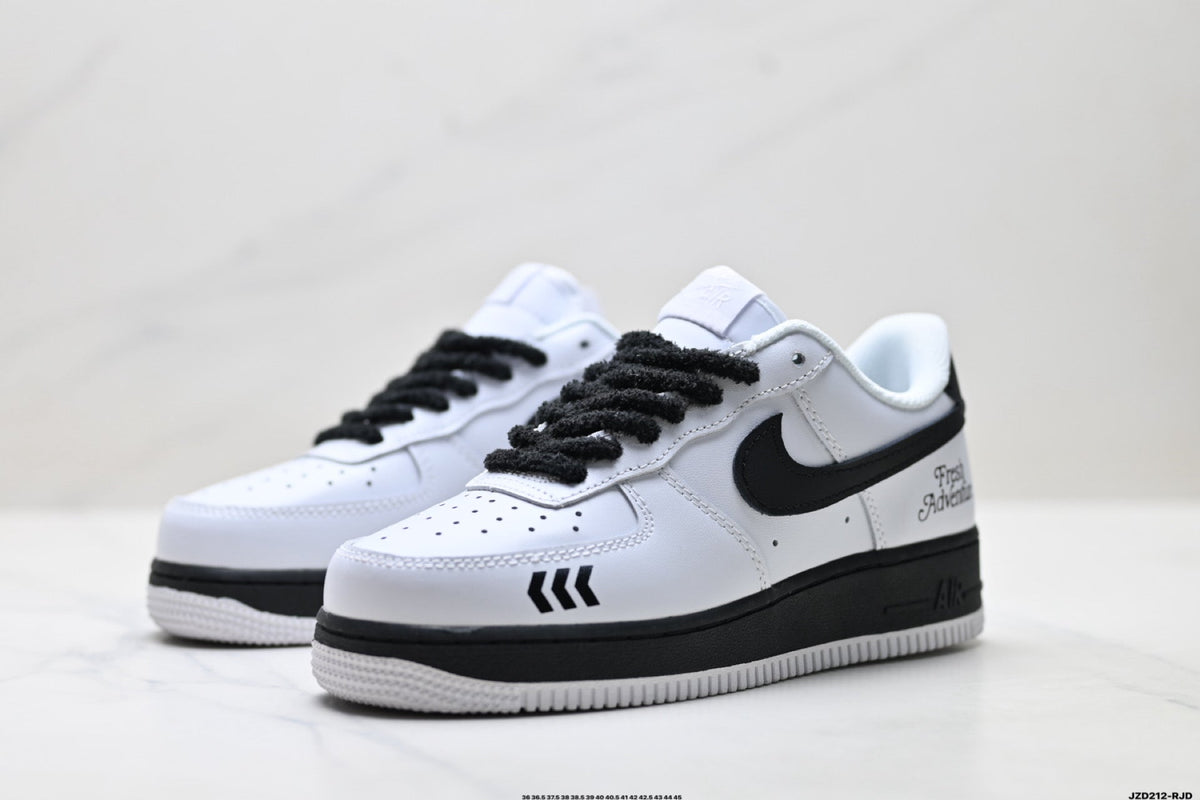 Nike Air Force 1 Low White Black Graphic Unisex Sneakers Style 17 detail view 5