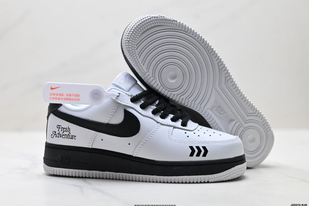 Nike Air Force 1 Low White Black Graphic Unisex Sneakers Style 17 detail view 6