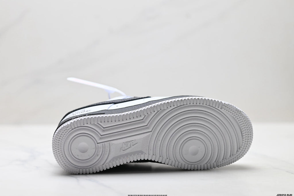 Nike Air Force 1 Low White Black Graphic Unisex Sneakers Style 17 detail view 9