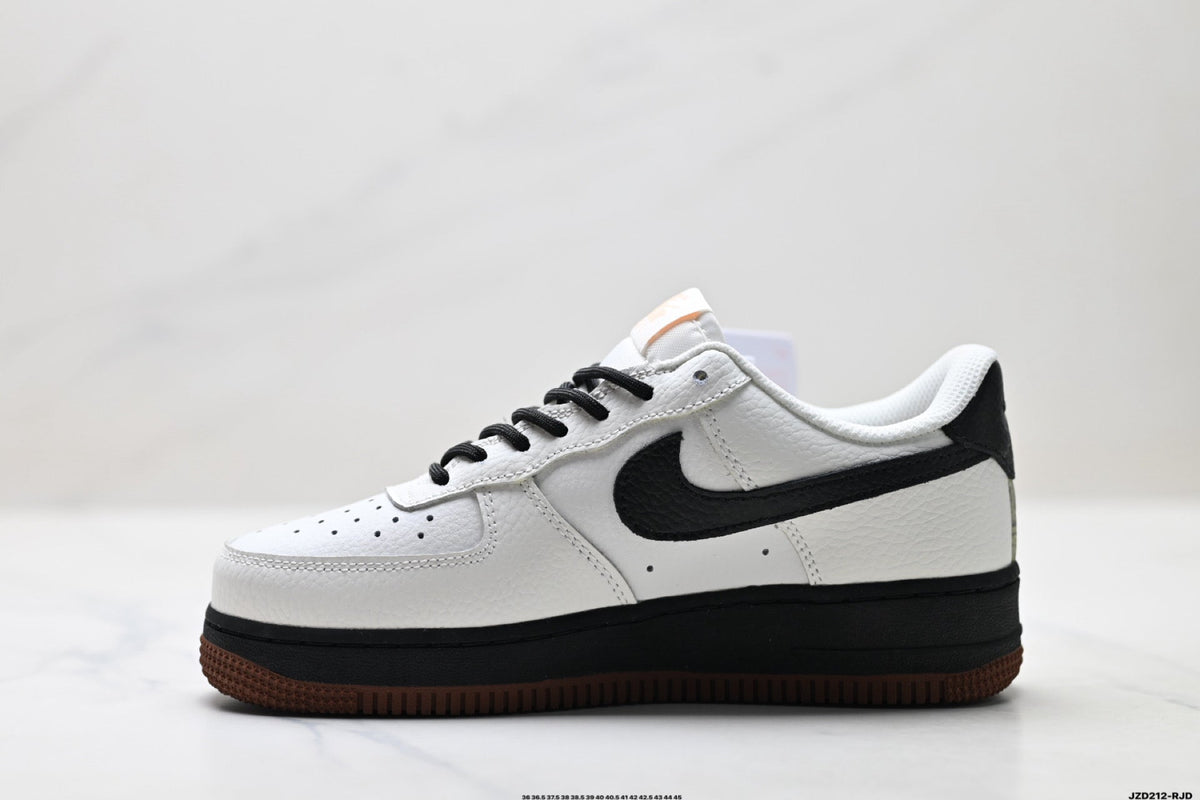 Nike Air Force 1 Low White Black Gum Text Unisex Sneakers Style 16 detail view 4