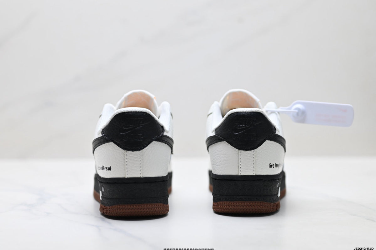 Nike Air Force 1 Low White Black Gum Text Unisex Sneakers Style 16 detail view 7