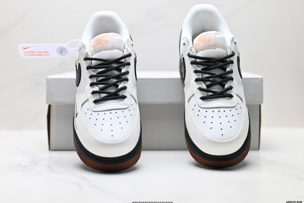 Nike Air Force 1 Low White Black Gum Text Unisex Sneakers Style 16 detail view 8