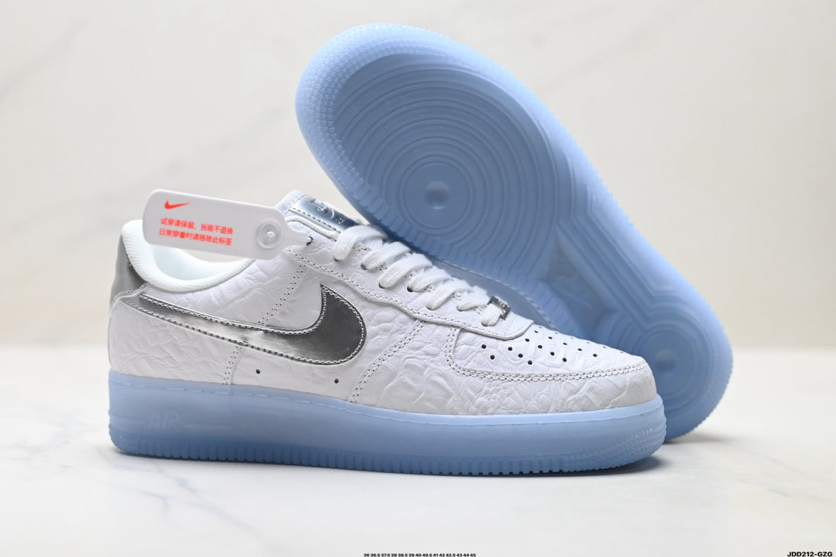 Nike Air Force 1 Low White Ice Blue Unisex Sneakers Style 06 detail view 6